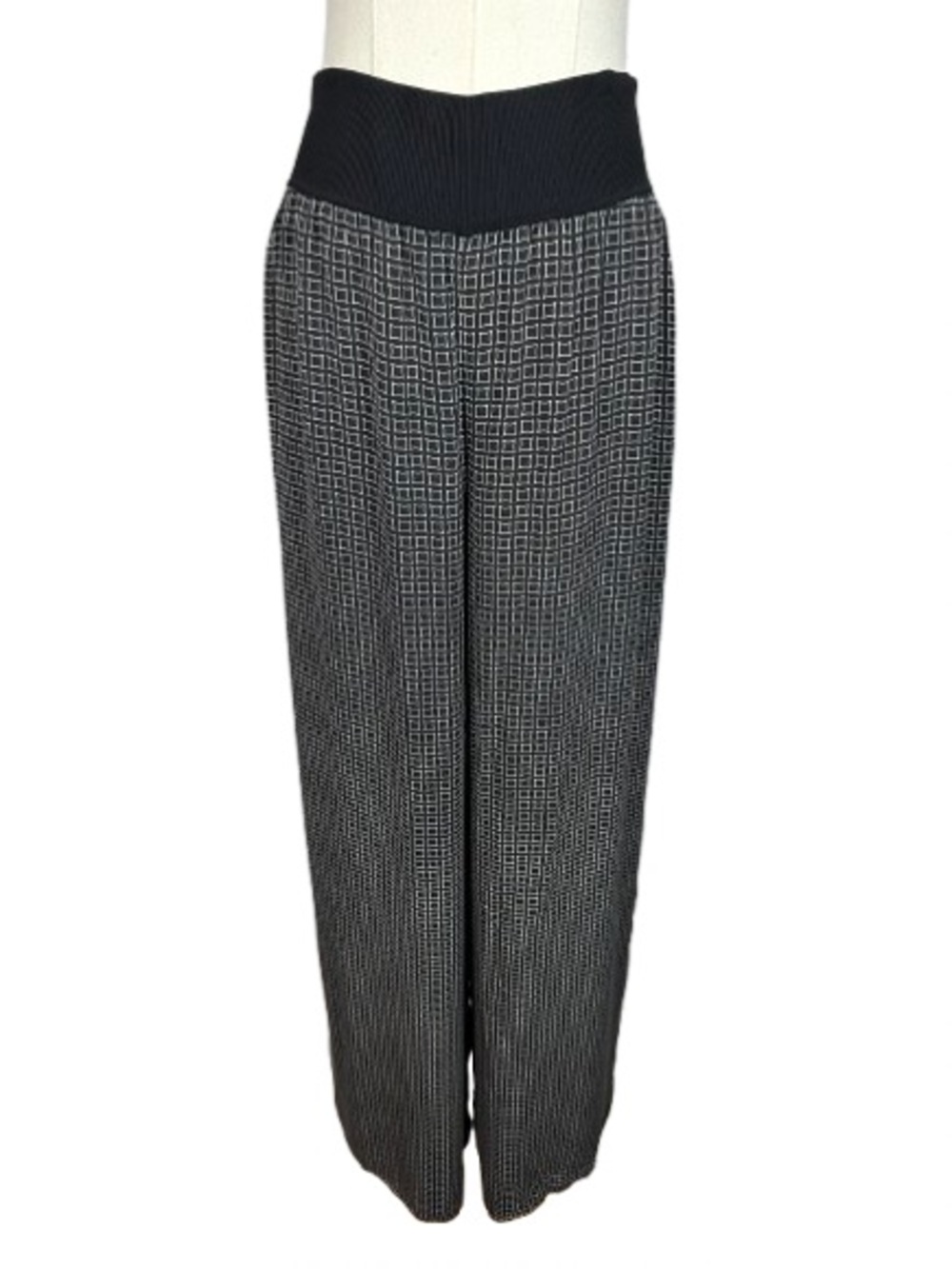 Theory 100% Silk Black and Gray Wide Leg Knit Palazzo Pants